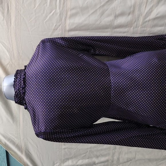 Navy J. Crew Silk Polka Dot Blouse - Picture 5 of 7